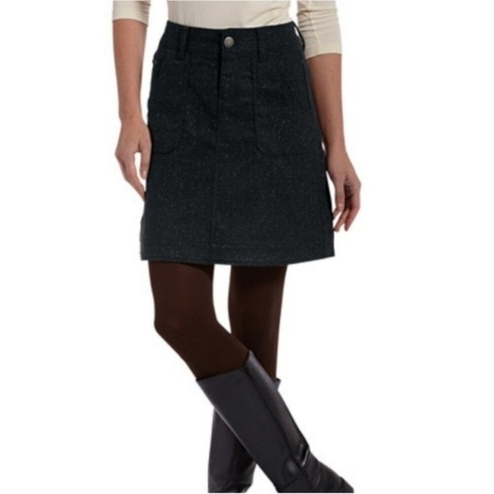 Woolrich Woodlyn Speckled Wool Silk Blend Charcoal Grey Mini Skirt Sz 10